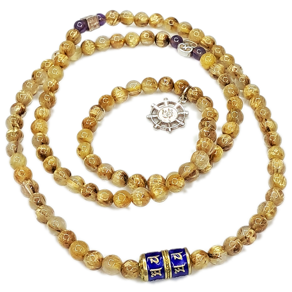 轉經輪925銀&頂級鈦晶108念珠6mm【十方】144875