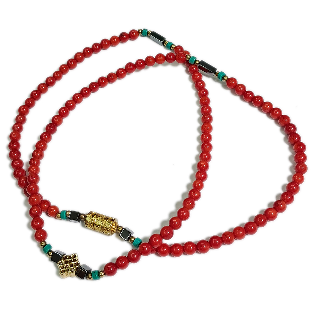 轉經輪+吉祥結+海竹珊瑚珠108念珠5mm【十方】143388