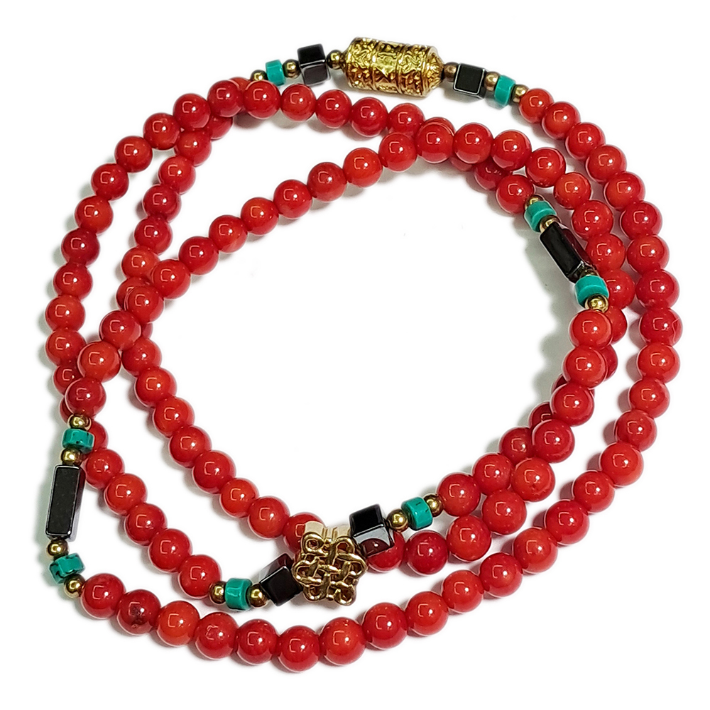 轉經輪+吉祥結+海竹珊瑚珠108念珠5mm【十方】143388