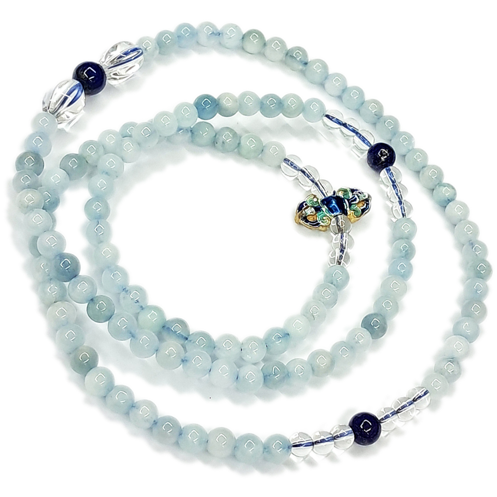 金剛杵925銀+海藍寶108念珠5mm【十方】142799