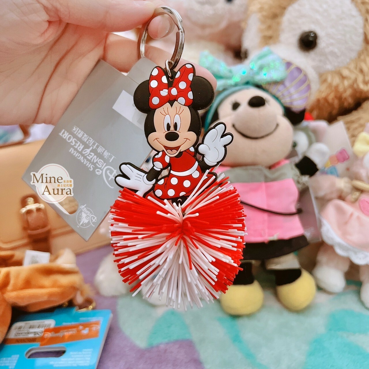 (特價現貨) 米妮 Minnie 紅白球球造型 鑰匙圈 吊飾 -上海迪士尼樂園