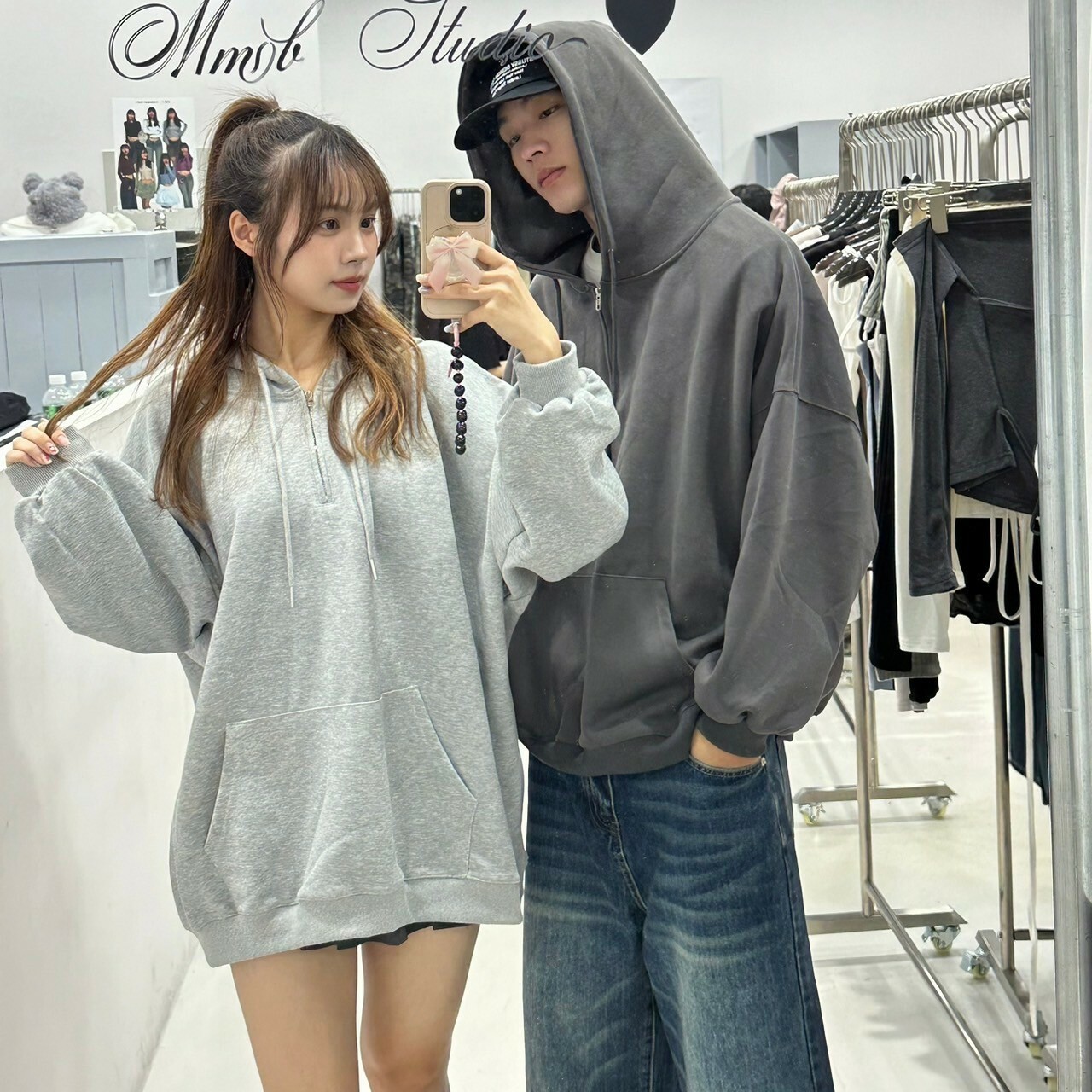 半拉鍊日常感帽T