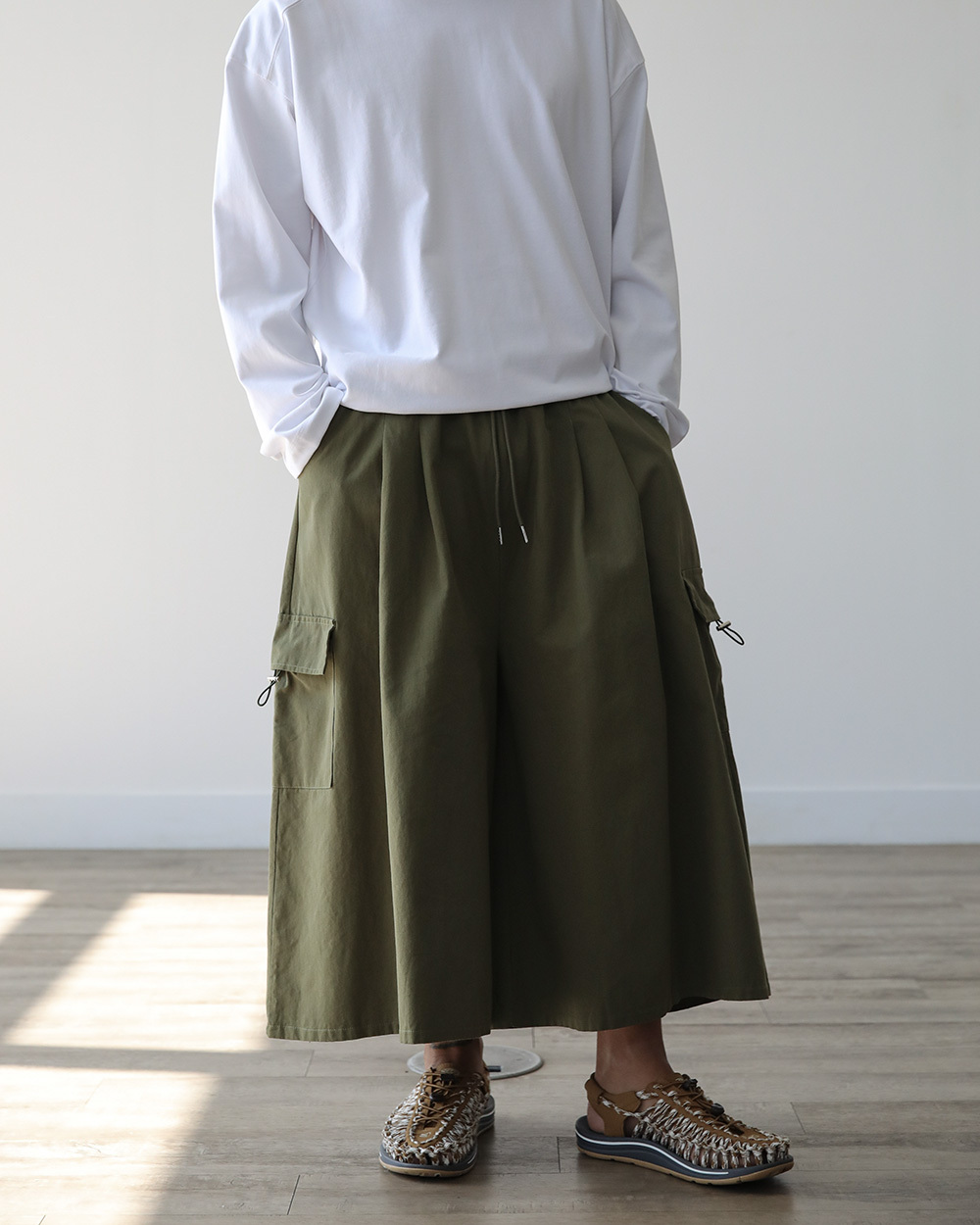 重磅寬鬆九分工裝褲