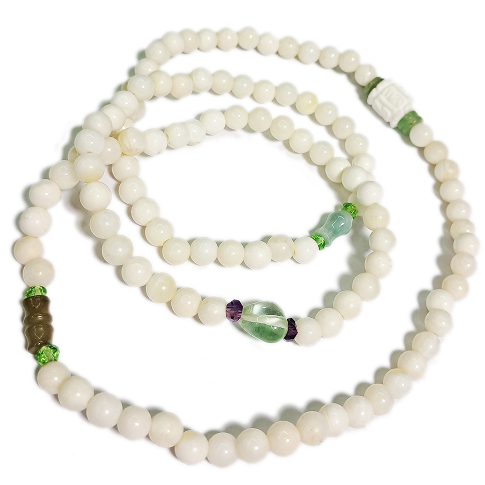 六字真言&金線硨磲108念珠6mm【十方】122988