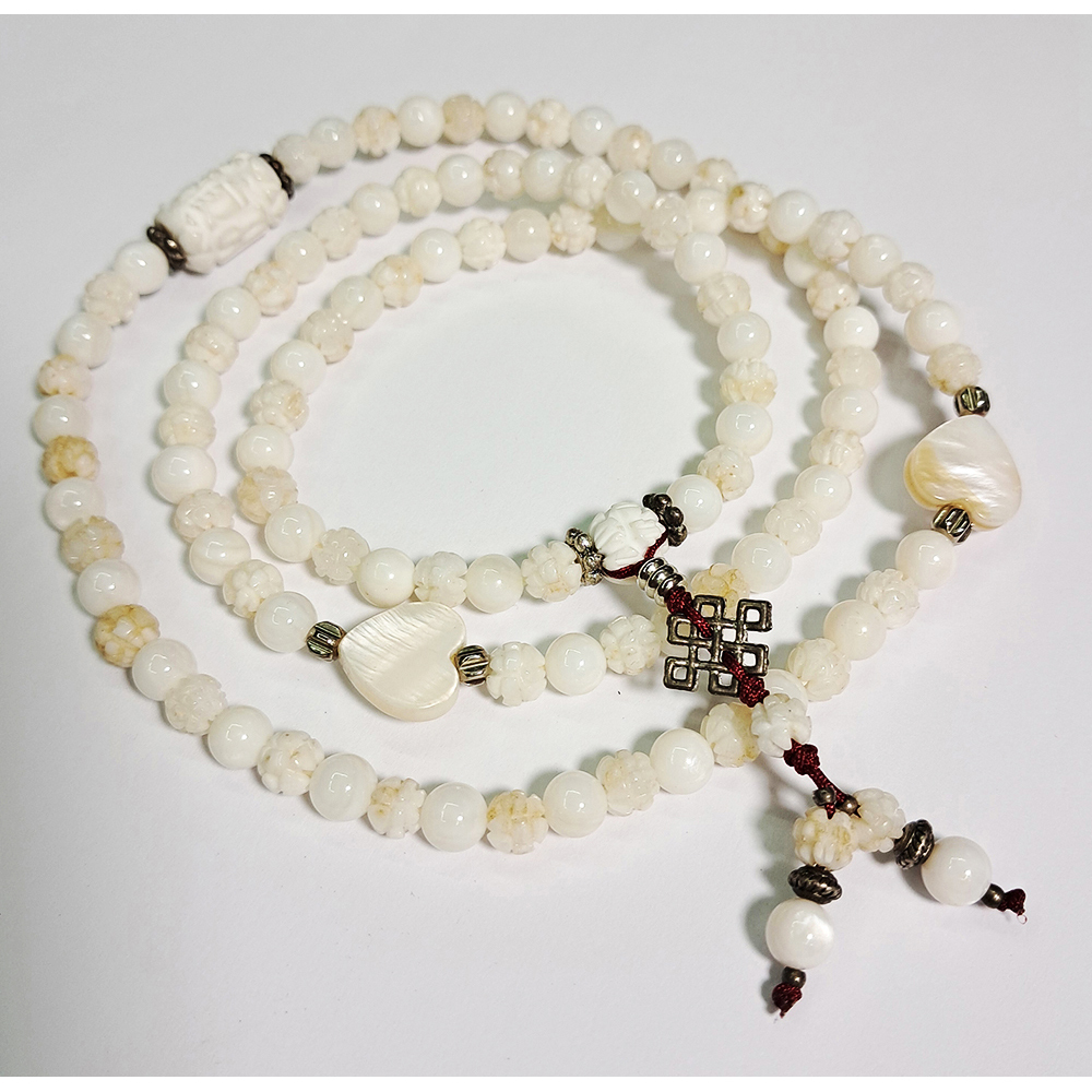 心{硨璖}&珍珠硨璖{蓮花}108念珠6mm【十方】124578