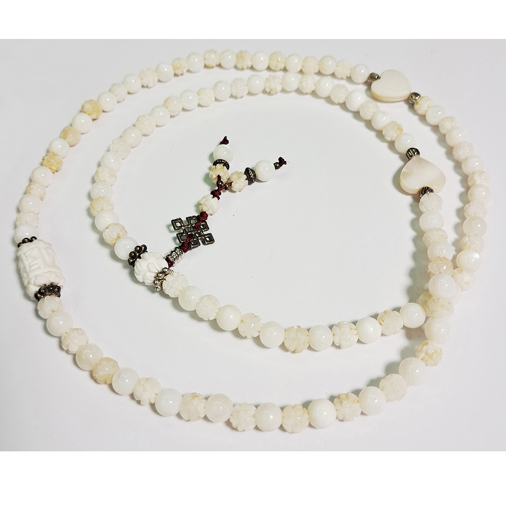 心{硨璖}&珍珠硨璖{蓮花}108念珠6mm【十方】124578