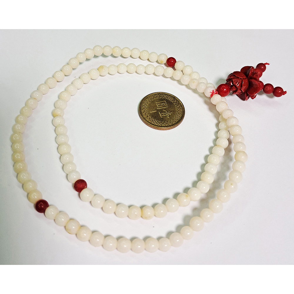 {蓮花}&白珊瑚(海竹)108念珠5mm【十方】127363