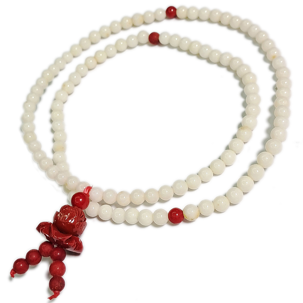 {蓮花}&白珊瑚(海竹)108念珠5mm【十方】127363