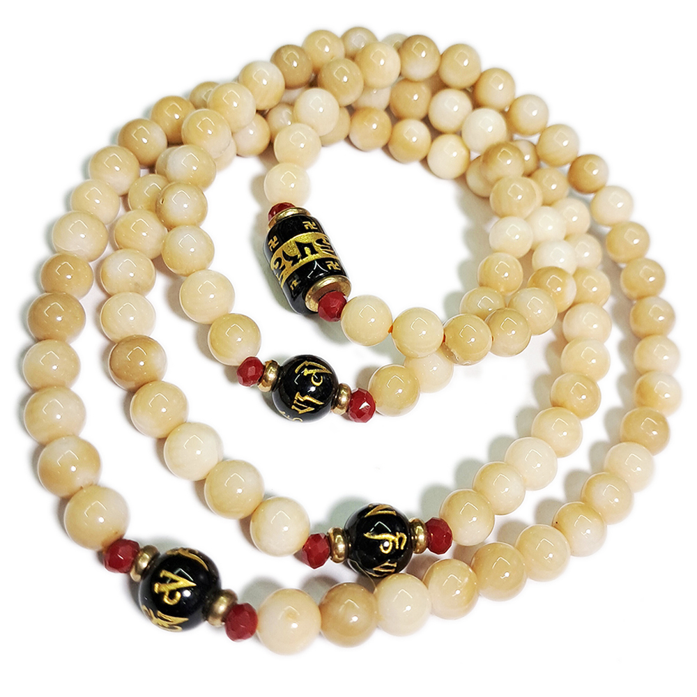 六字真言{轉經筒}&海竹108念珠6mm【十方】128006