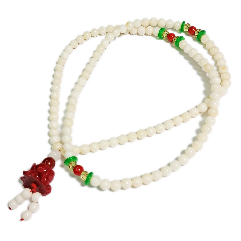 蓮花+白珊瑚{海竹}108念珠5mm【十方】134756