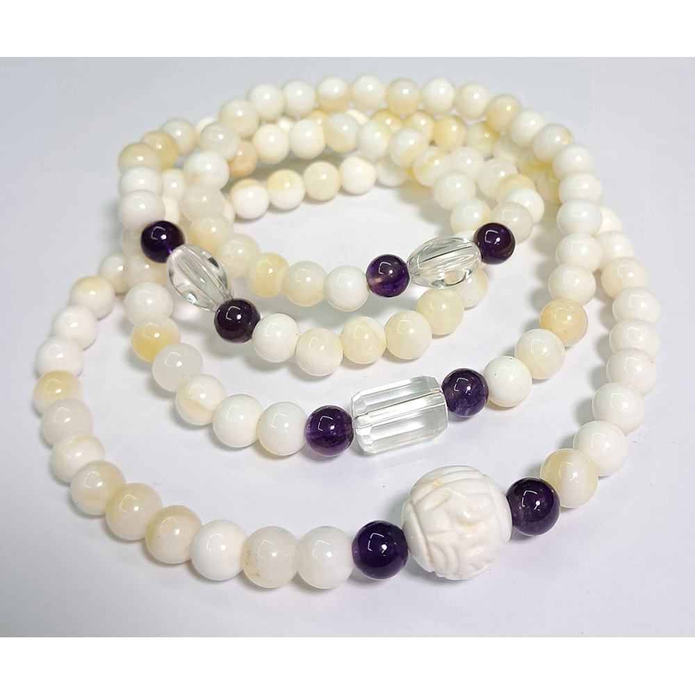 六字真言+金線硨磲108念珠6mm【十方】137500