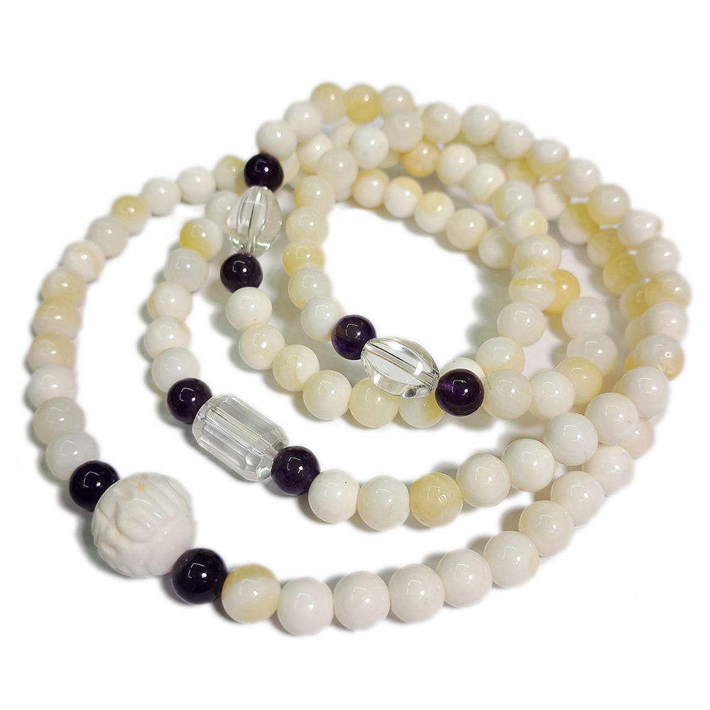 六字真言+金線硨磲108念珠6mm【十方】137500