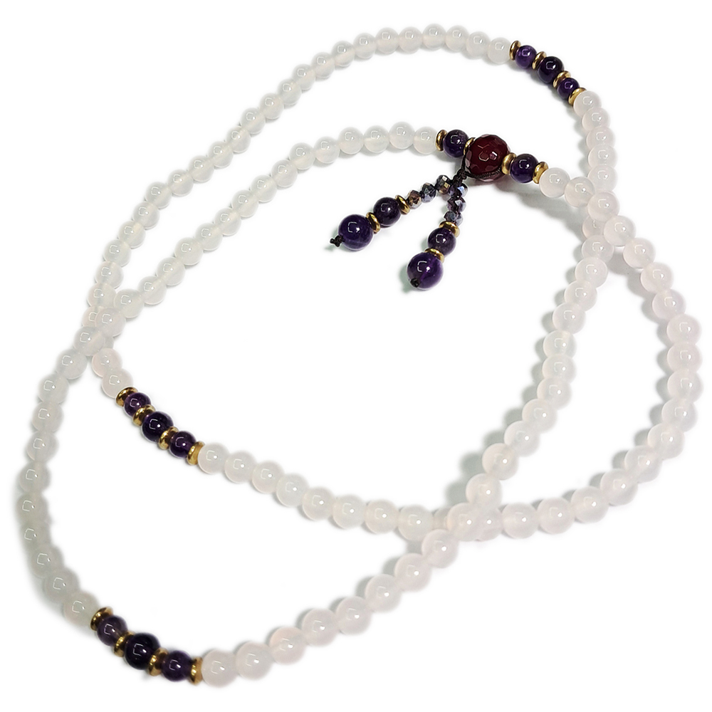 紫水晶+白玉髓108念珠8mm【十方】147732