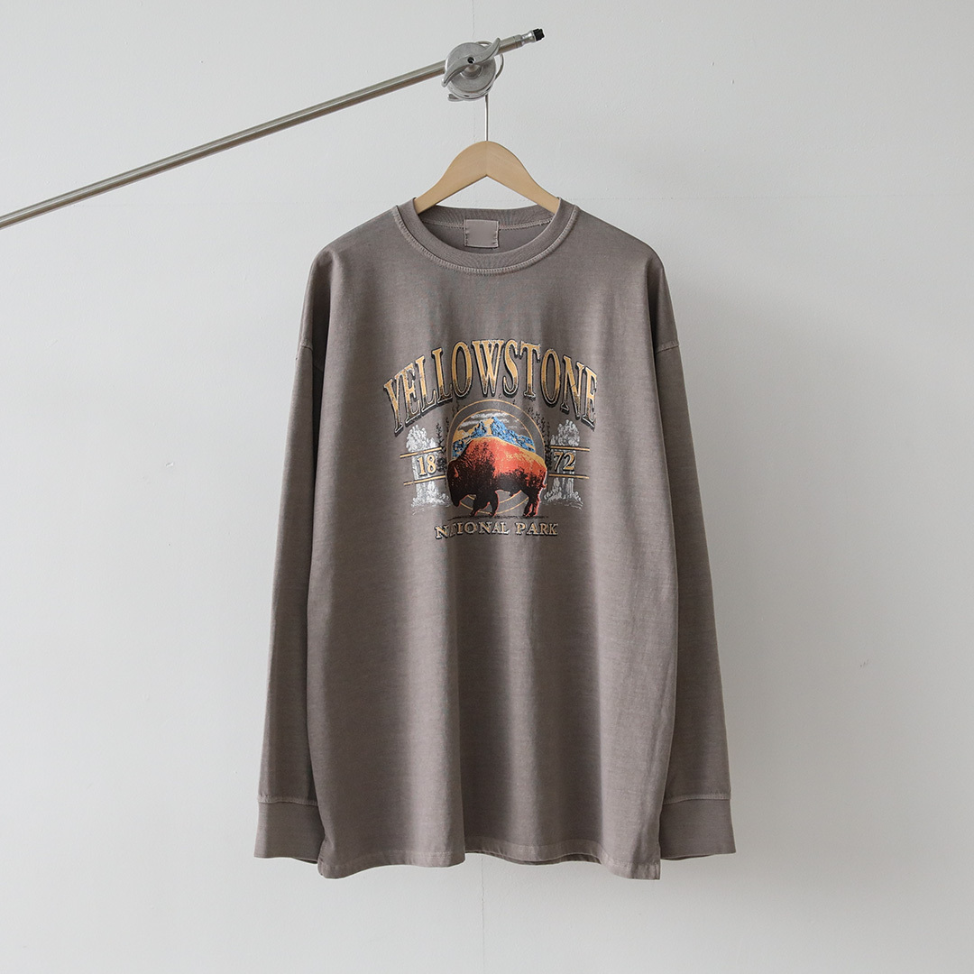 水牛印花水洗長袖T