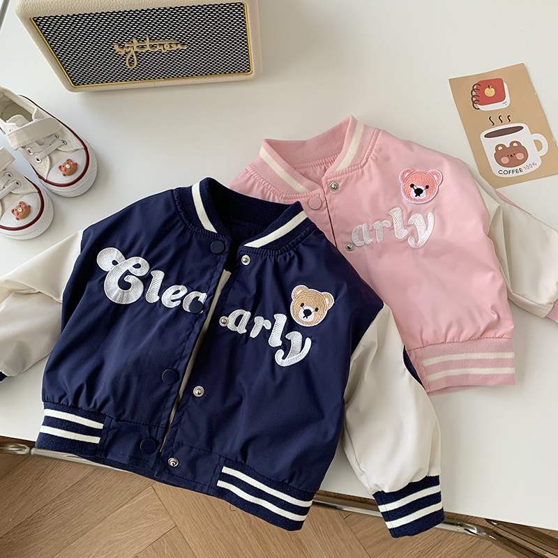 【限量】刺繡小熊-春秋棒球風衣外套(73-130)