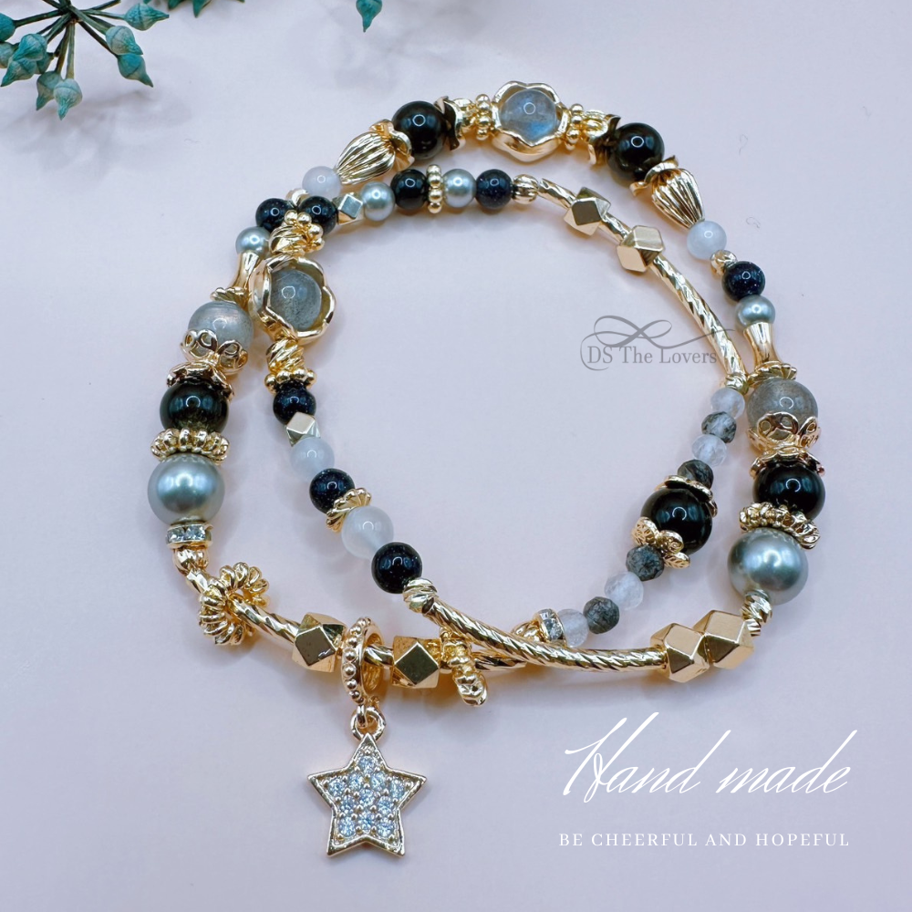 DS The Lovers 設計款 天然水晶 『星夜守護 』雙圈手鍊