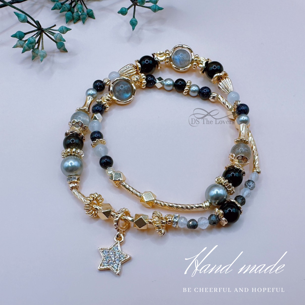 DS The Lovers 設計款 天然水晶 『星夜守護 』雙圈手鍊