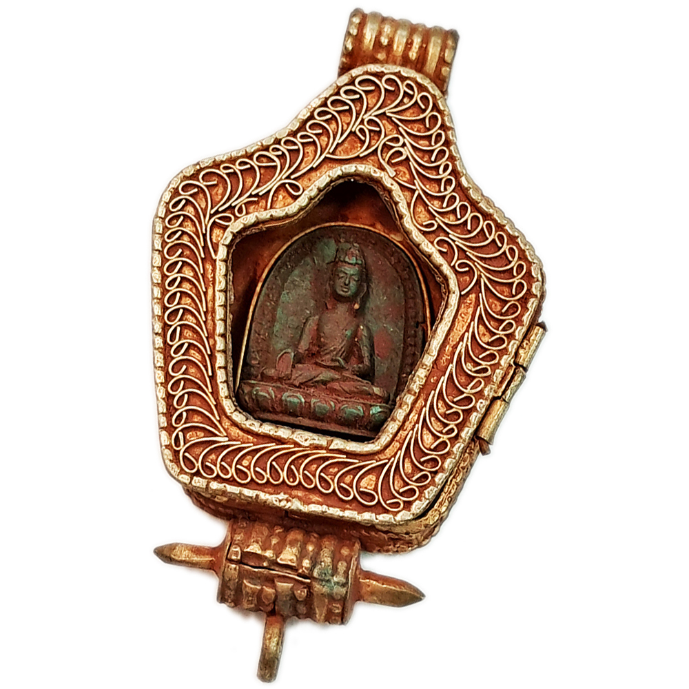 釋佛{銅鎏金}嘎嗚舍利盒【十方】130238