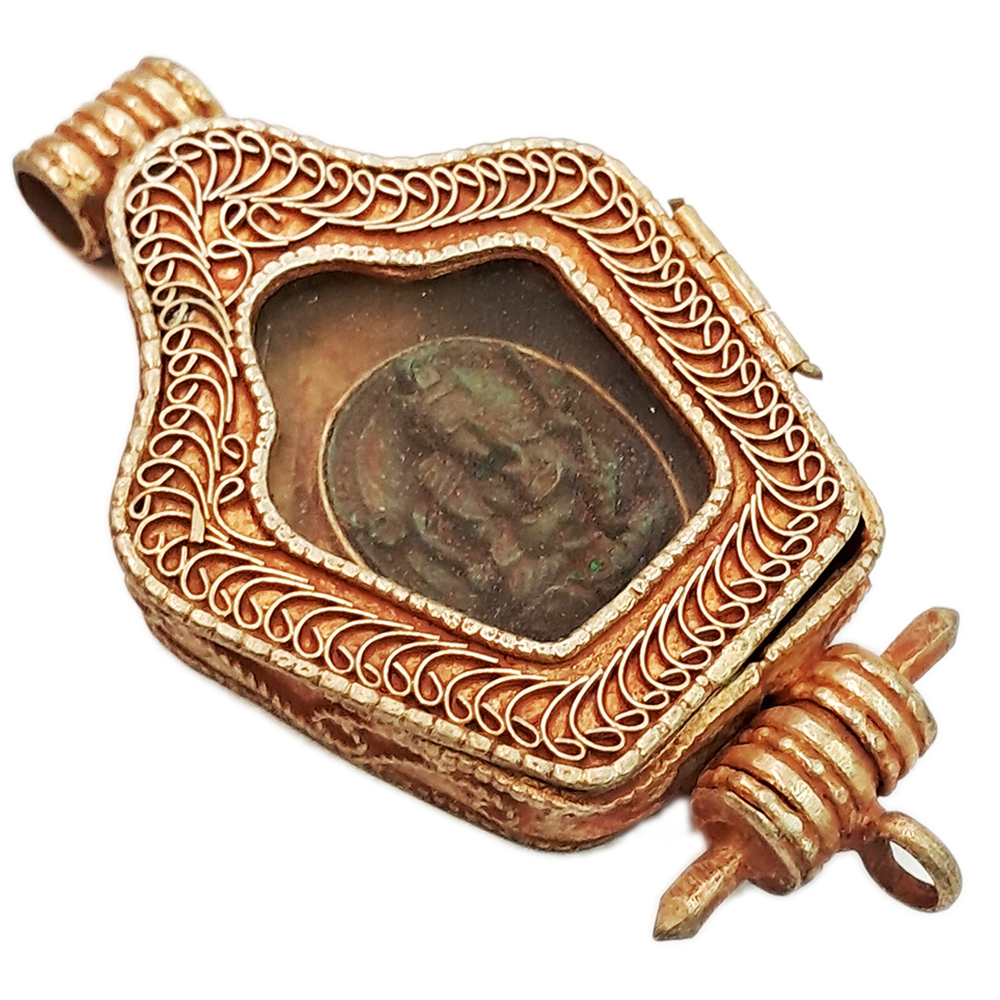 象鼻財神{銅鎏金}嘎嗚舍利盒【十方】130239