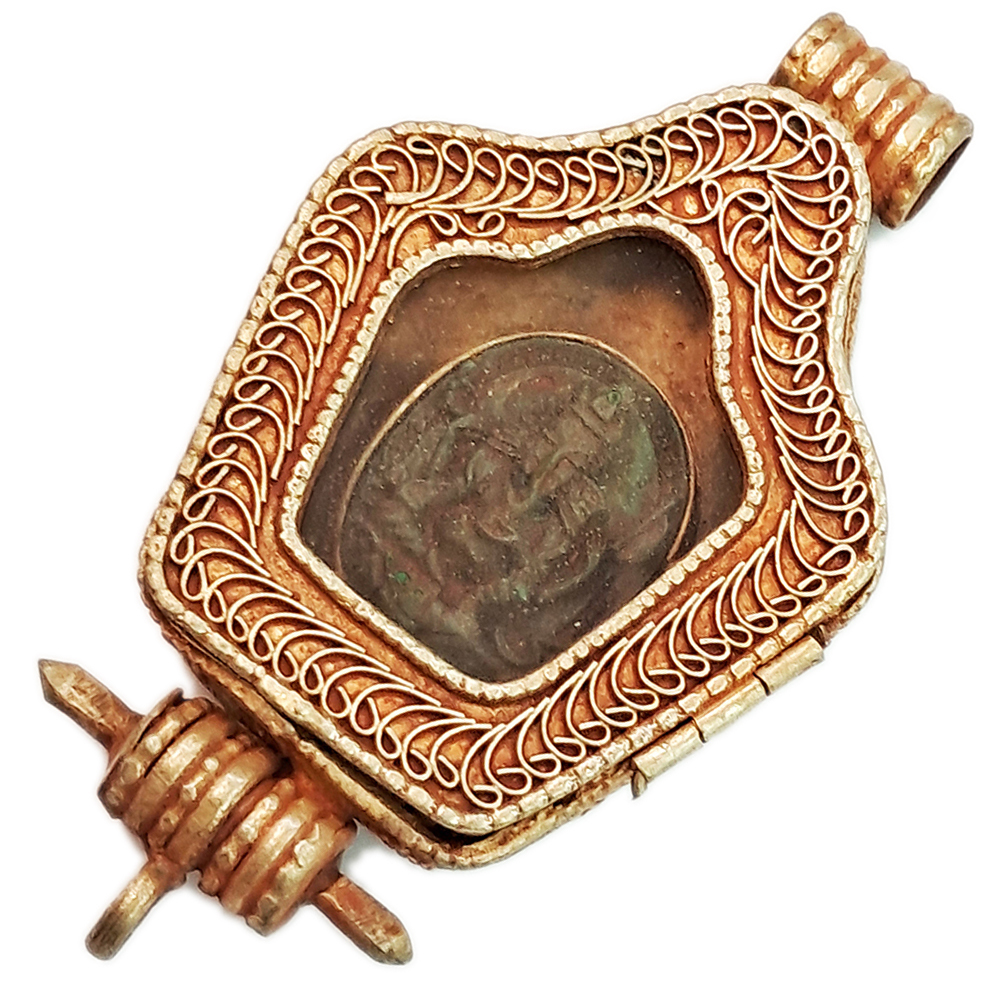 象鼻財神{銅鎏金}嘎嗚舍利盒【十方】130239