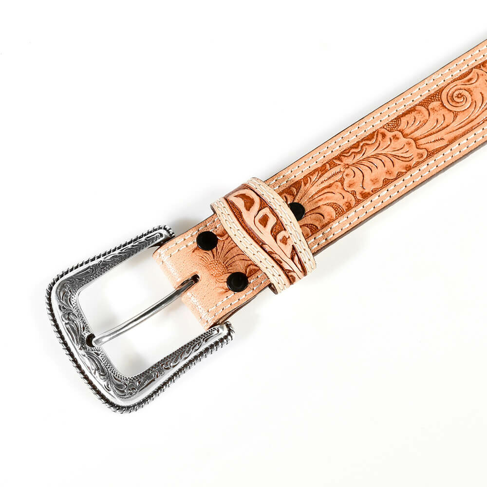 原皮色雕花真皮皮帶 潮牌真皮皮帶-新品