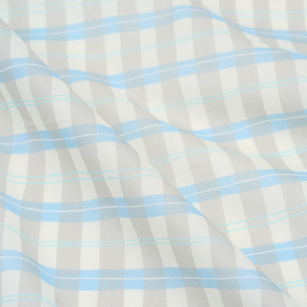 Digital Printed Fabric/Windowpane Plaid/Fog Grey
