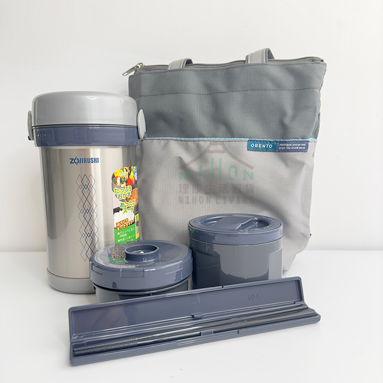 象印 - 不鏽鋼真空午餐保溫壺 / 飯壺組合(附袋)【SL-NC09-ST】