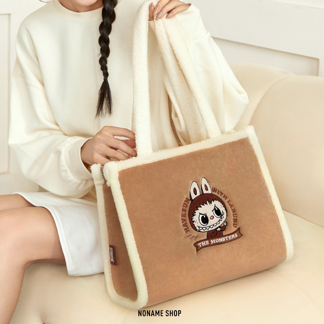 POP MART 泡泡瑪特 包包 經典 系列 LABUBU 毛絨 托特包 棕色