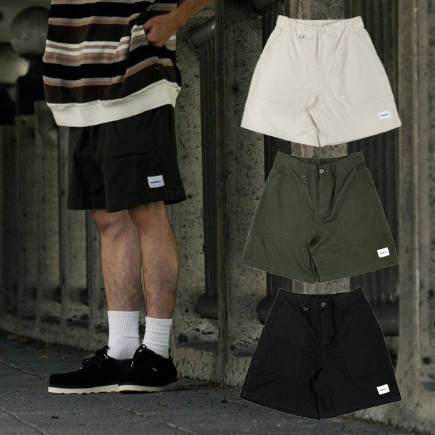 idealism linen Shorts 白色 軍綠 黑色 簡約 棉麻休閒褲【ID24015】