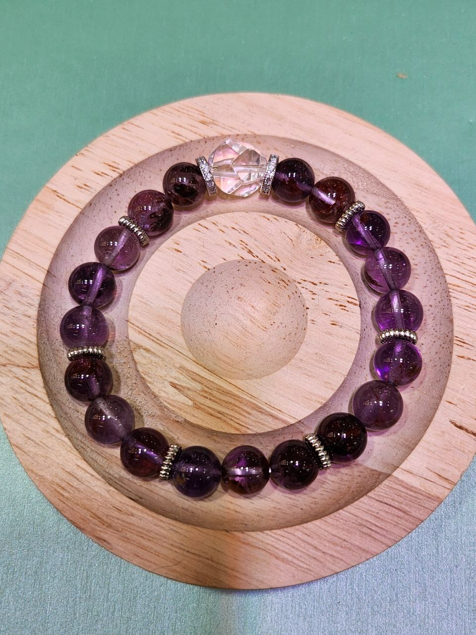 [S] GEMZ & CO ZBA PURPLE PHANTOM/CLEAR QUARTZ 9MM WITH SILVER ACC BLT, Y180 (Y180)