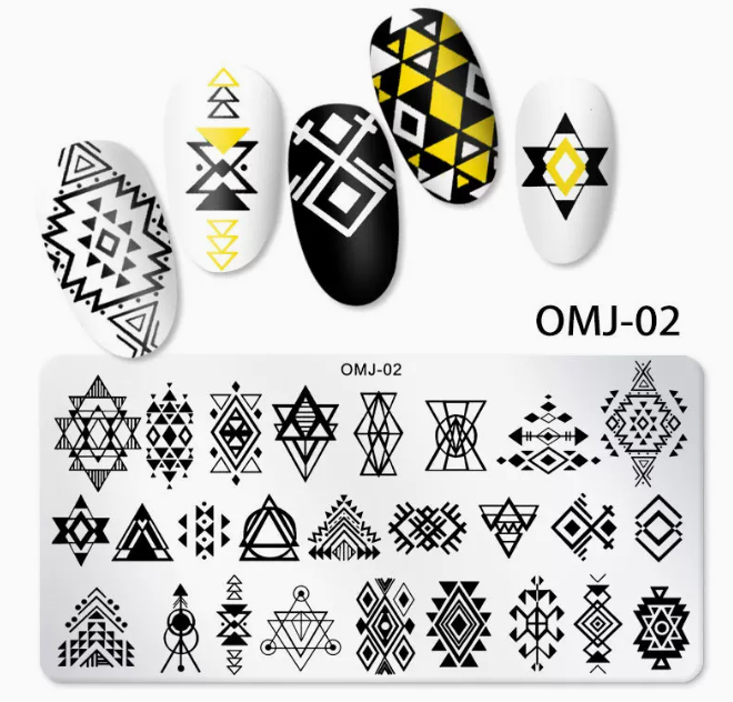 Popular nail art printed steel template OMJ-02