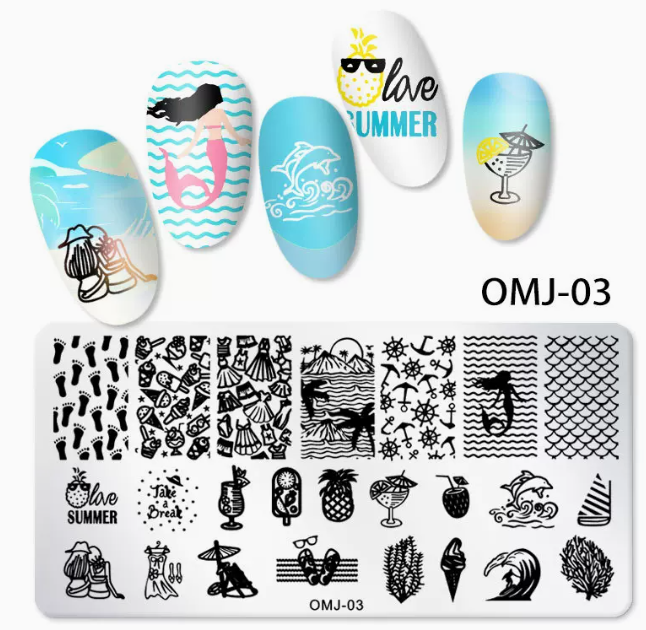 Popular nail art printed steel template OMJ-03