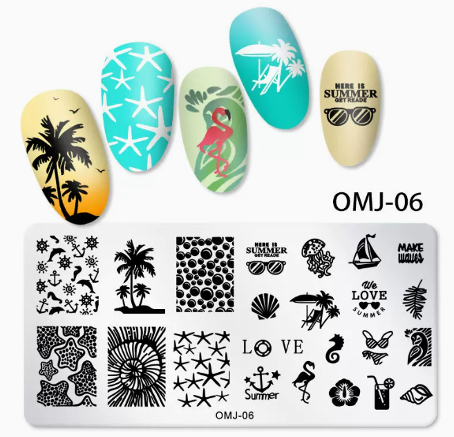 Popular nail art printed steel template OMJ-06