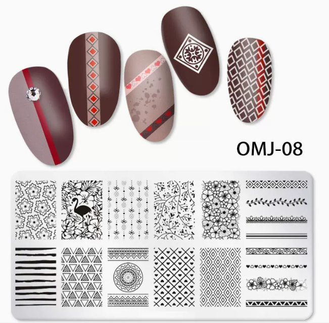 Popular nail art printed steel template OMJ-08