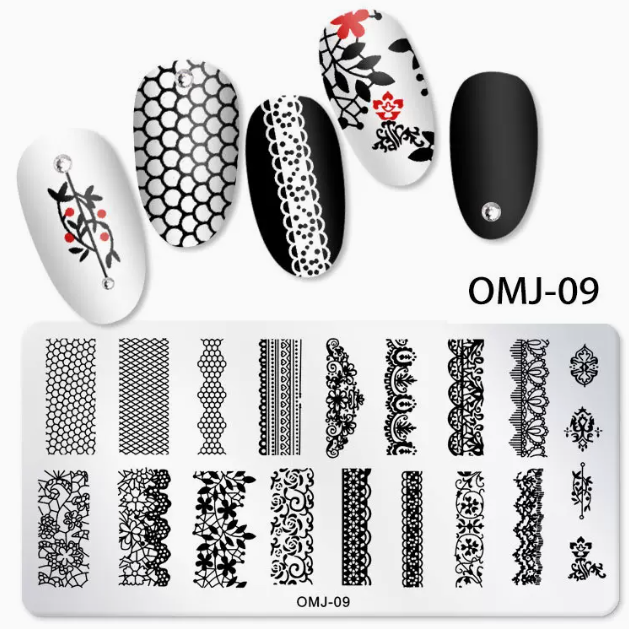 Popular nail art printed steel template OMJ-09
