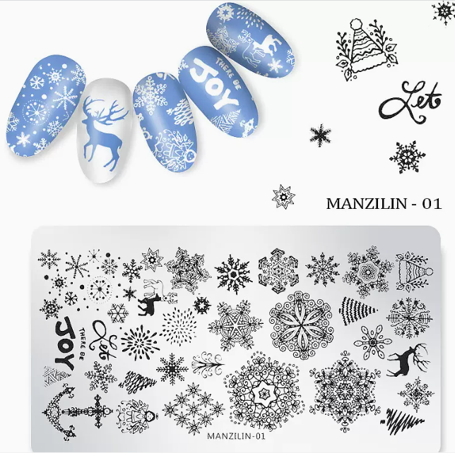 Popular nail art printed steel template Christmas steel plate-1