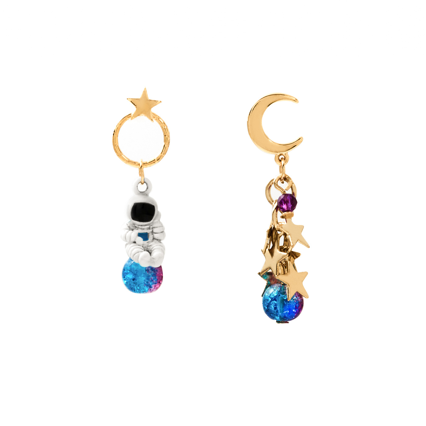 平價飾品,月亮,星星,太空人,星球,耳環