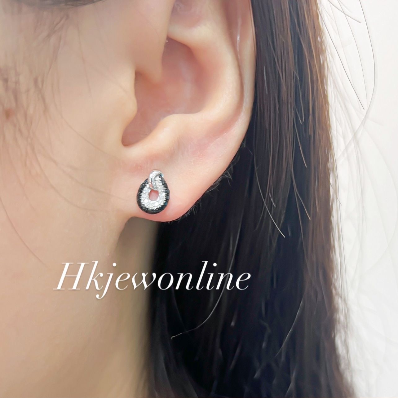 14K White Gold Black Diamond Earrings