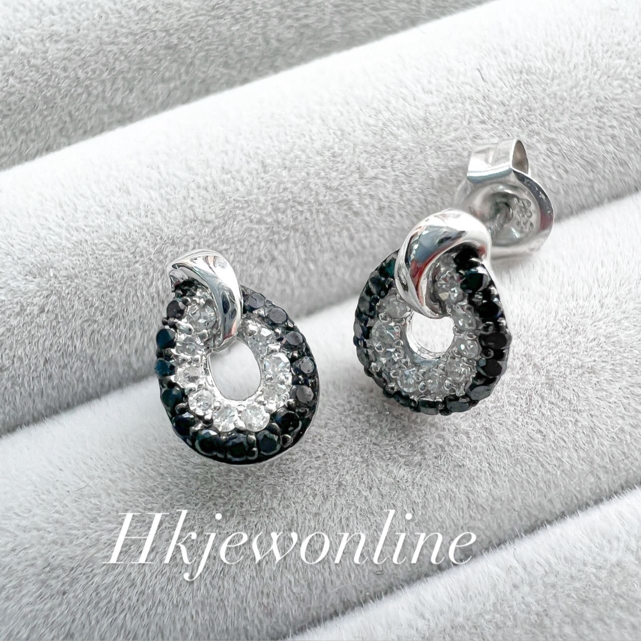 14K White Gold Black Diamond Earrings