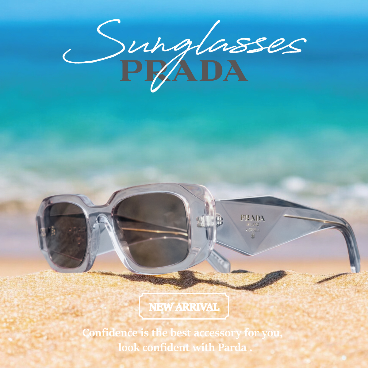 【PRADA】SPR 17W-F 12R-30B-51mm 不規則窄方框太陽眼鏡 #2024廣告款新色♥