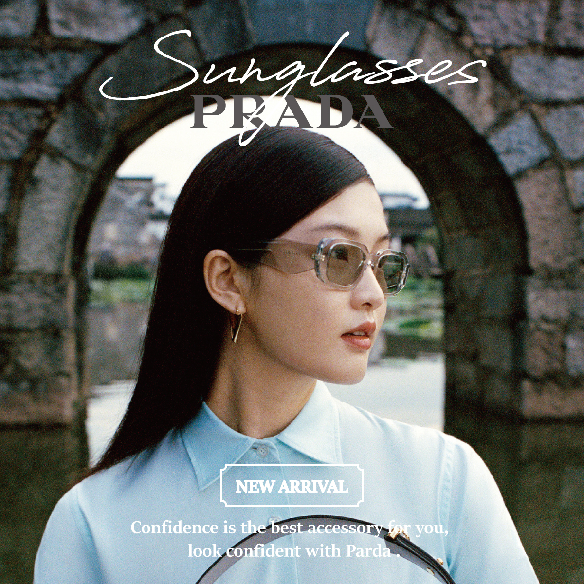 【PRADA】SPR 17W-F 12R-30B-51mm 不規則窄方框太陽眼鏡 #2024廣告款新色♥