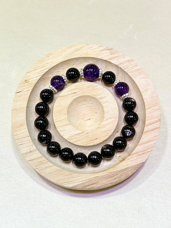 [S] GEMZ & CO ZBA HYPERSTHENE/AMETHYST WITH SILVER ACC 11MM/9MM BLT, Y196 (Y196)