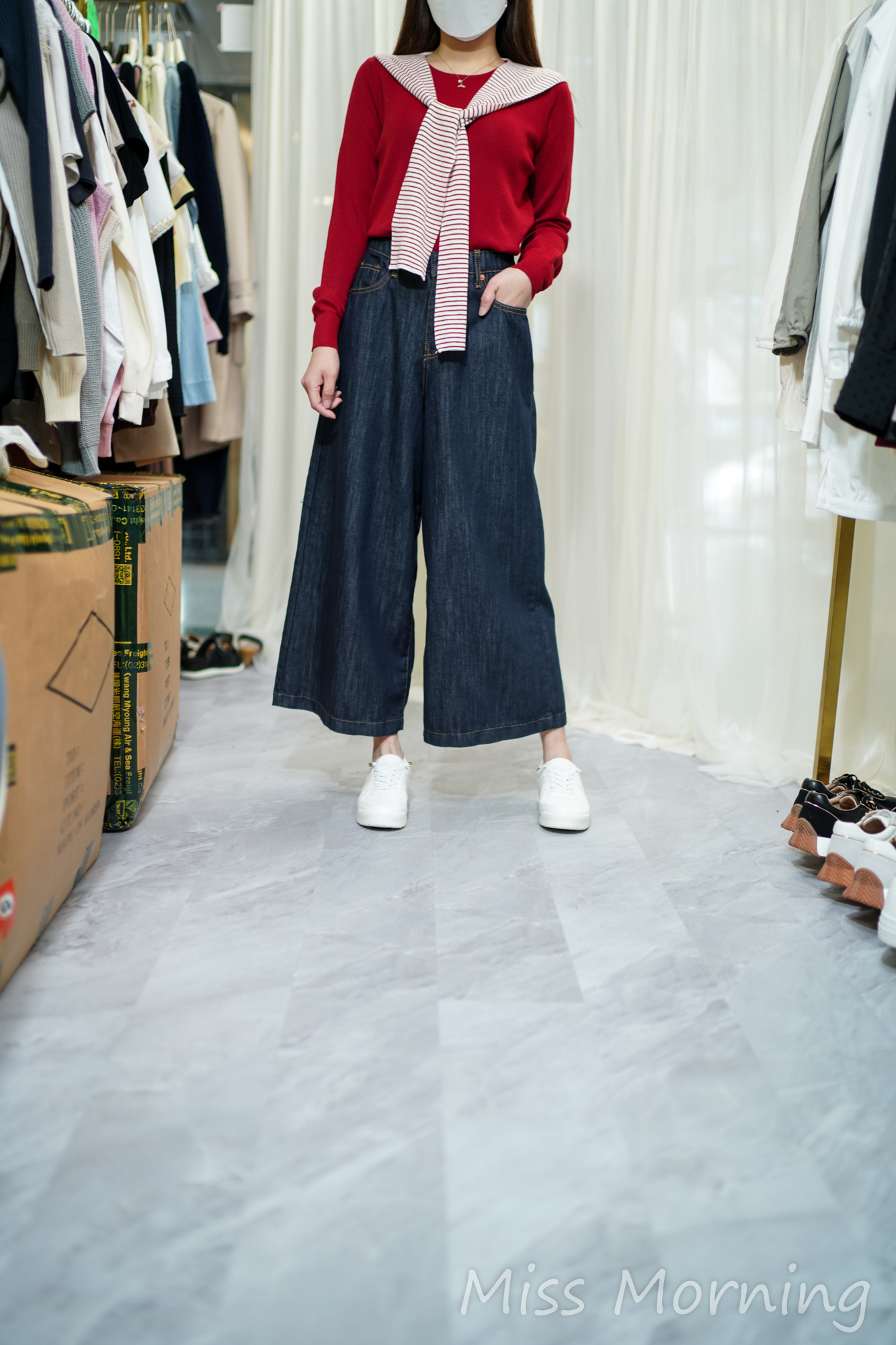 條子帽子靚色假2件(14159)&100%好手感高質牛裙褲(33818)