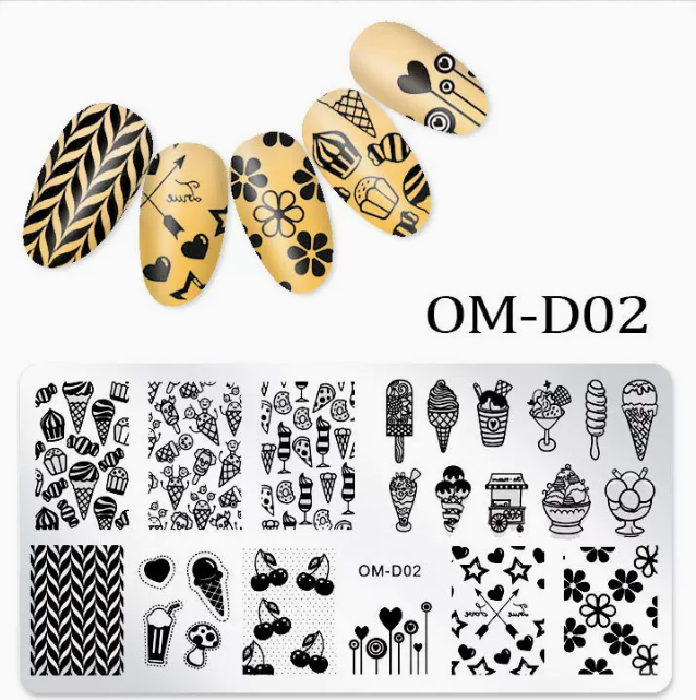Popular nail art printed steel template OM-D02