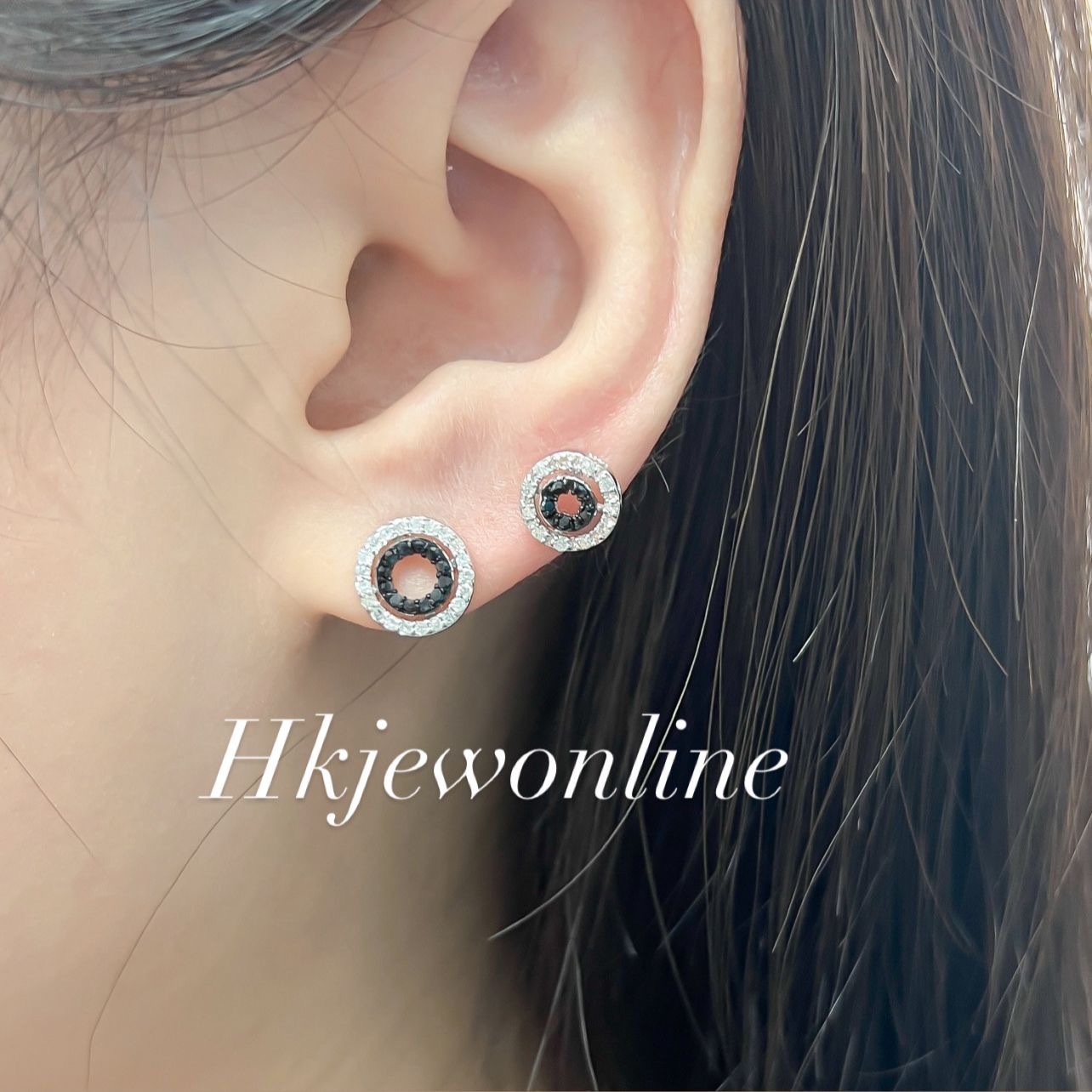 14K White Gold Black Diamond Earrings