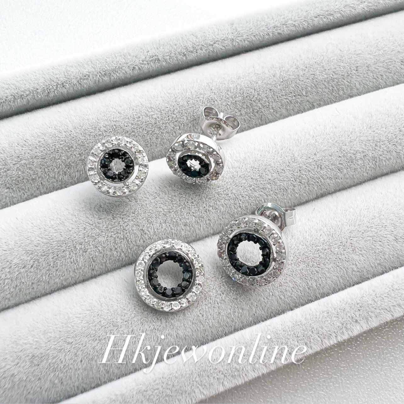 14K White Gold Black Diamond Earrings