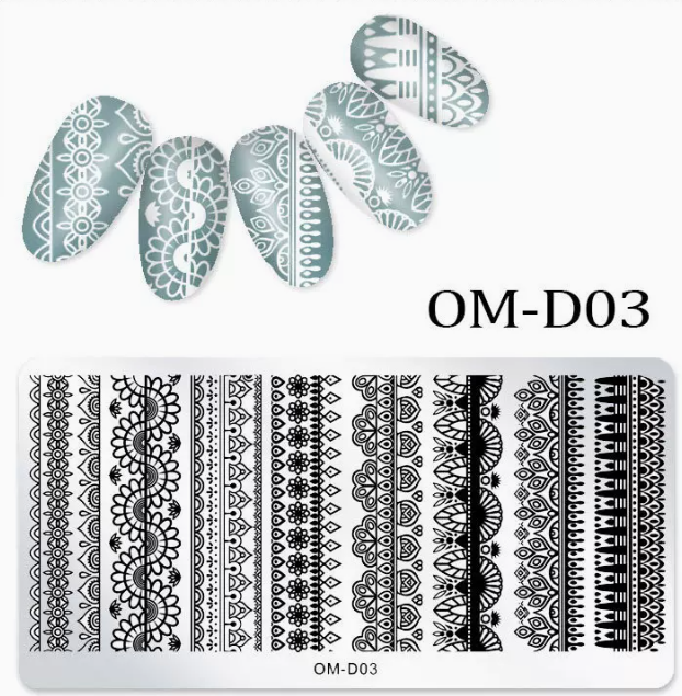 Popular nail art printed steel template OM-D03