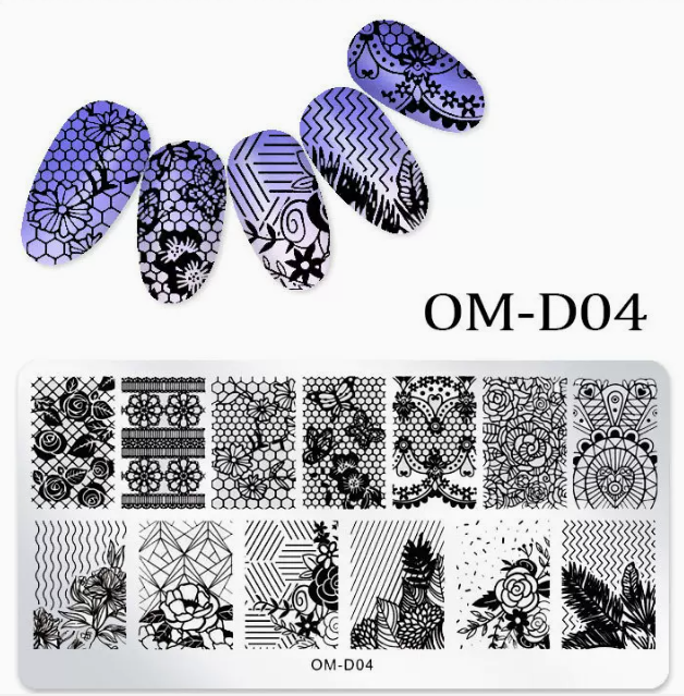 Popular nail art printed steel template OM-D04