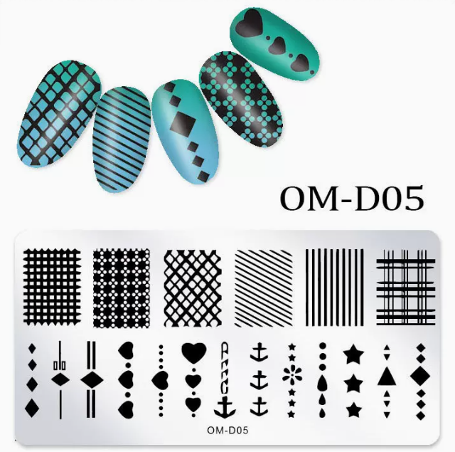 Popular nail art printed steel template OM-D05