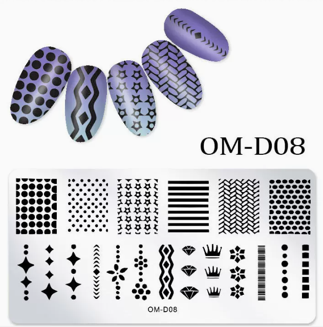Popular nail art printed steel template OM-D08